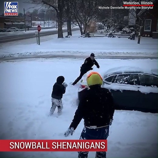 164K views · 1.3K shares | A police officer took some time to enjoy the freshly fallen snow by having a snowball fight with a young boy in Waterloo, Illinois. | Fox News | Facebook
