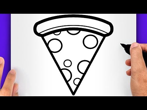 DESSIN FACILE | COMMENT DESSINER UNE PIZZA FACILEMENT - DESSIN DE NOURRITURE FACILE