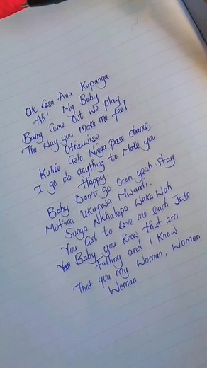 🔥🔥🔥🔥🔥🎶🌍My woman @YO MAPS YO 🎶 🔥 #zambiantiktok🇿🇲 #viral #fyp#handwrittenlyrics#lyrics #writtenbyme....