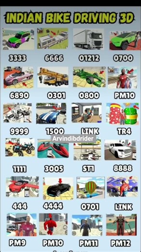 Indian bike driving 3D 💥 cheat code list #ytshorts #indianbikedriving3d