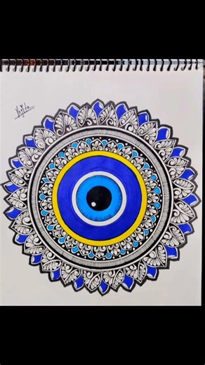 HOW TO DRAW AN EVIL EYE MANDALA 🧿✨ | EASY STEP BY STEP TUTORIAL 🎨 | SIMPLE & SATISFYING MANDALA | 💙