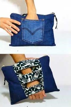 Denim Patchwork Clutch