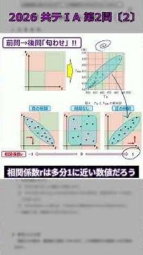 【共テ1a】知らないと損するプロの時短裏技‼『相関係数・散布図』｜2026_共通テスト数学1a_第2問〔2〕過去問解説 #shorts #共通テスト #共通テスト数学 #大学受験 #大学入試