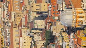 Naples, Italy. Top View Cityscape Skyline With Famous Landmarks In Sunny Day. Many Old Churches And Temples. Travel Italy.