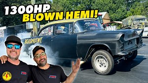 Racing Mike Finnegan's 1300HP '55 Chevy BLASPHEMI! Can Tony Angelo Keep This Iconic Monster On Track?! - BangShift.com