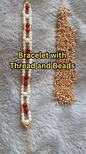 Make Bracelet with Thread and Beads || Day 28 #diy #shortsfeed #handmade #bracelet #shorts