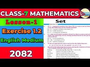 Class 7 Math Exercise 1.2 Solution English Medium | Class 7 Math Lesson 1 Set Exercise 1.2 Solution