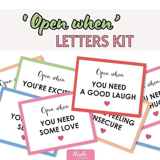Printable 'open When' Letters Kit, DIY Boyfriend Gift (digital Download) - Etsy Canada
