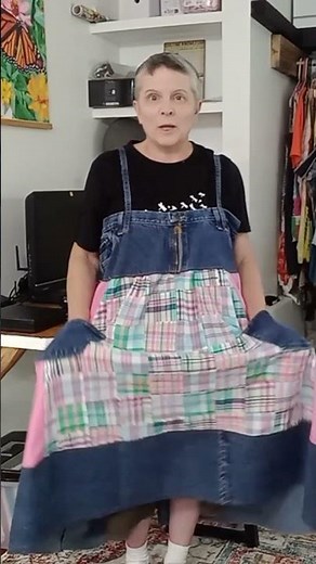 Upcycled denim jumper dress! Beginner friendly#sewing #fashion #diy #tutorial #dress #sewingtutorial