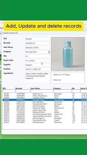 Excel Inventory Tracker Lite – Add, Edit & Export with VBA