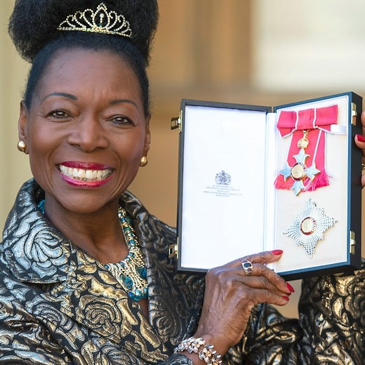 "All you've got to do is think of others rather than thinking of yourself." Dame Floella Benjamin is calling on the British public to care for one another and spread some kindness and positivity to overcome the next few difficult months amid the coronavirus outbreak. The iconic Children's TV presenter was today honoured by Prince Charles as she received a damehood at Buckingham Palace for her decades of charity work. | Channel 5 News