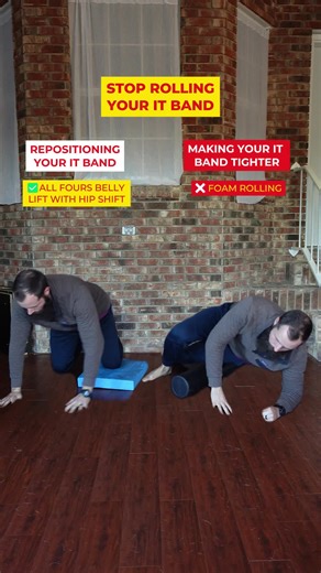 Stop rolling your IT band 🦵 Most people attack IT band pain the wrong way, and end up making it worse. But the truth is: ❌Foam rolling won’t fix it Your IT band is dense connective tissue. It doesn’t “release” when you smash it, it just irritates the area and makes the brain guard even harder. ❌Static stretching won’t fix it You can’t stretch the IT band. When you try, you’re really just yanking on the structures that are already overworked. ❌Massaging won’r fix it It feels good for an hour, bu