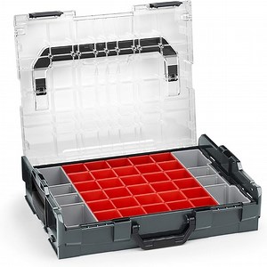 Bosch Sortimo Sortimentskasten L BOXX 102 anthrazit Deckel transparent mit Insetboxen-Set A3 Sortierboxen für Kleinteile | ideale Schraubenbox Aufbewahrung Kleinteilemagazin Alternative