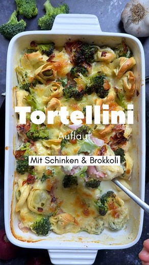 Tortellini Auflauf mit Schinken Sahne Soße und Brokkoli - einfach und lecker. Zum Rezept ⬇️ | Fitaliancook