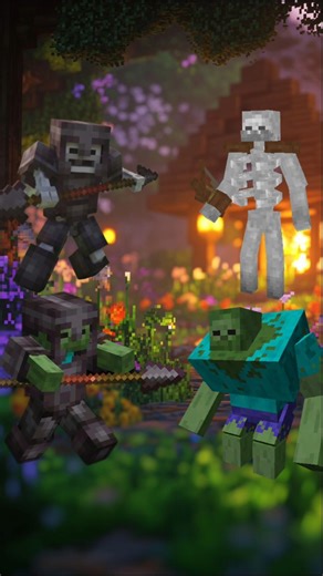 Zombie & Skeleton whit spear Vs All Mobs #minecraftshorts #shortsfeed #minecraft #trendingshorts