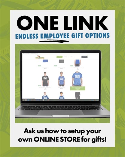 One link. Endless employee gift options. #EasyGifting #OnlineStore #CustomMadeSimple #HolidayShopping #CustomGifts #BigFrogLife | Big Frog Custom T-Shirts & More