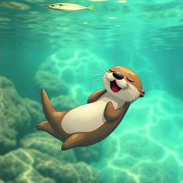 Cute Cartoon Otter Adventure: Crystal Water Fish Catch & Float Nap
