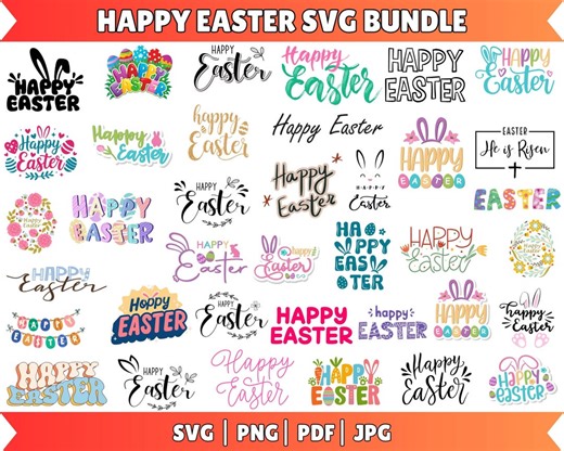 Happy Easter SVG Bundle, Bunny, Eggs, Spring Quotes (digital Files for Cricut) - Etsy