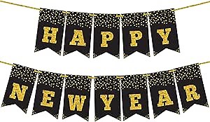 KatchOn, Glitter Happy New Year Banner - 10 Feet, No DIY | banner for New Years Decorations 2026 | Happy New Year Sign | New Years Eve Party Supplies 2026 | Nye Decorations