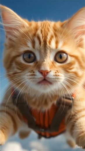 cat is flying in sky