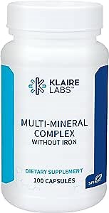 Klaire Labs SFI Health Multi-Mineral Complex Without Iron - Broad Spectrum & Hypoallergenic Essential Trace Mineral Blend with Copper & Zinc, Iron-Free (100 Capsules)