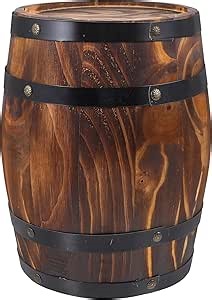 GANAZONO Oak Barrel Decoration 10.62X8.26X8.26In Wooden Wine Barrel Decor Retro Photo Prop Bar Landscaping Ornament