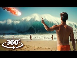 360° ESCAPE TSUNAMI DISASTER - Asteroids Hit at the Beach| Realistic Video in 4K Ultra HD