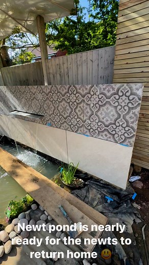 Newt pond is nearly ready for the newts to return home 😃 #landscaping #landscape #Hardscaping #hardscape #pond #pondlife #newtpond #everyonehighlightsfollowers | DH Sons