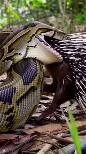 Python vs Porcupine: You WON'T BELIEVE the outcome! 🤯🐍💥 #wildlife #nature #survival
