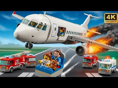 LEGO City Passenger Plane Emergency Landing (Engine Fire!) ✈️🔥🛬