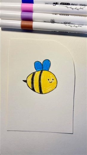 Cute Kawaii Honey Bee 🐝💛 | Easy Drawing Idea #shorts #drawing #viralshorts #youtubeshorts