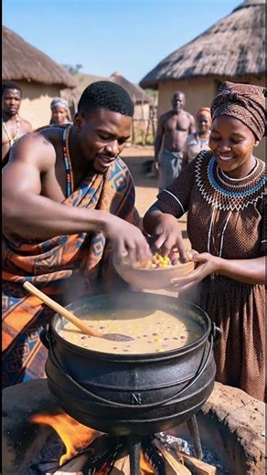 Traditional Xhosa Tribe Food Umngqusho & Shamp! 🌽🔥#triballife #tribalfood #shorts