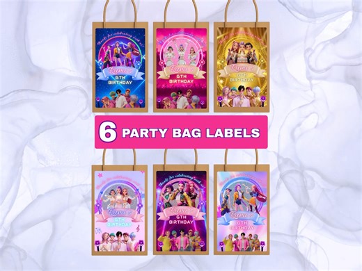 K-pop Demon Hunters Printable Tags, 6 Editable K-pop Huntrix Saja Boys Favor Bag Stickers, Kpop Birthday Party Decor, Kpop Goodie Bag Labels - Etsy