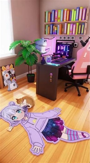 3d anime vtuber flattened into a rug