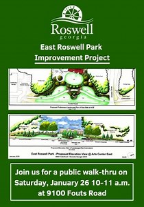 The City of Roswell is excited to announce plans to update, improve, and beautify the East Roswell Park Entrance off Fouts Road in order to provide a better experience for visitors, neighbors, and volunteers. All residents are invited to join us at East Roswell Park on Saturday, January 26 at 10 a.m. for a public walk-thru, where you can ask any questions you may have about the process and see the exciting improvements we will be initiating in February! | City of Roswell, Georgia Government