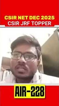 CSIR JRF Topper Bhuvnesh Kumar I AIR 228 I CSIR NET DEC 2025 Result I Strategy I IFAS Testimonial