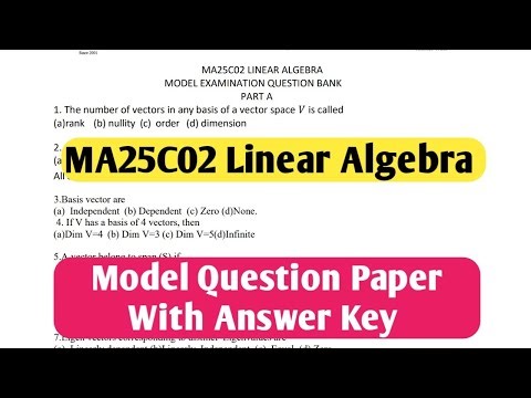 MA25C02 Linear Algebra Model Question Paper 2026 | 100% Important Topics | Engineering king
