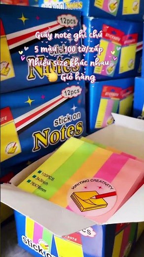 🔖 Giấy Note ghi chú 5 màu - 100 tờ/xấp #giấynote #giấyghichú #vanphongpham #dodunghoctap #vppnga