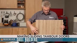 Watch this video to learn how to make a sliding tambour door. Tambour doors are flexible sliding doors that are made from several slats called tambours. The tambour slats are attached to a piece of canvas. Tambour doors are often used on roll top desks, console cabinets, and kitchen appliance garage cabinets. | Rockler Woodworking and Hardware
