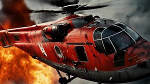 Download Rescue helicopter maneuvers expertly through thick smoke and fire, showcasing its capabilities in a critical situation. Helicopter crash for free