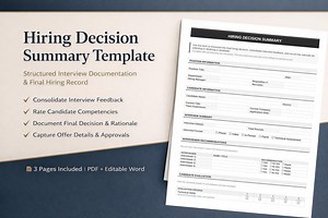 Hiring Decision Summary Template | HR Interview Evaluation (PDF & Word) - Etsy UK