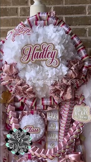 Senior Quad Homecoming Mum with Large First Name Cutout Rose Gold & Azalea #hoco #ribbon #pink