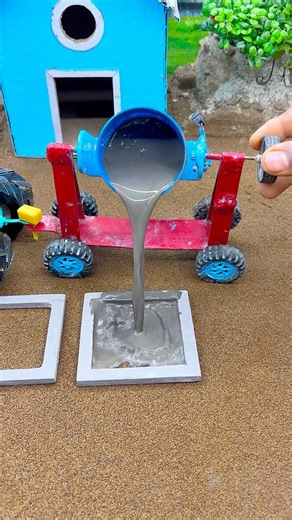 🚜 Mini Concrete Pillar Foundation DIY | Satisfying Mini Construction Build #Shorts