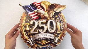 250 Anniversary Door Wreath Decorations - Wooden 4th of July Home Decor 1776-2026 - Eagles Patriotic Wreath for Porch Wall Outdoor Home Decor
