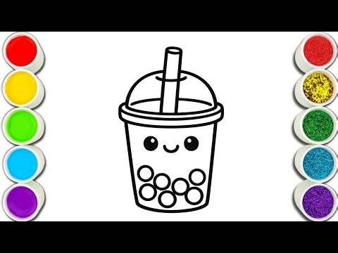 How to Draw Cute Bubble Tea Step by Step | Coloring for Kids