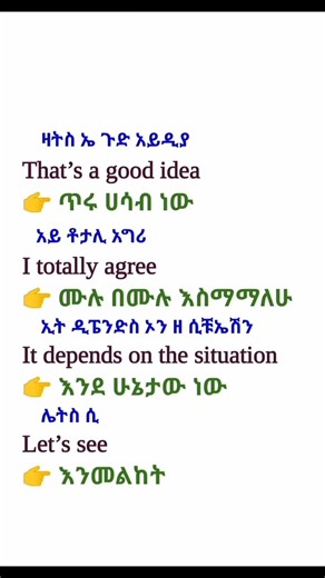 ጥሩ ሐሳብ ነው ተስማምቻለሁ ለማለት የምንጠቀማቸው የተለያዩ የእንግሊዝኛ ቃላት እና አረፍተ ነገሮች#english #spoken #shorts #እንግሊዝኛ