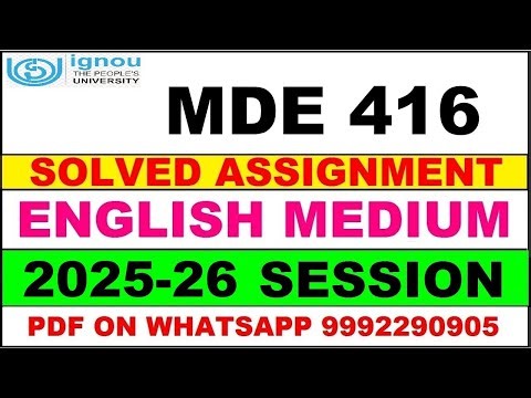 MDE 416 solved assignment 2025-26 in English || mde 416 solved assignment 2026 || mde416 2025-26