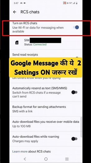 How to turn on Rcs chats on Google message/how to delete OTP 24 hours
