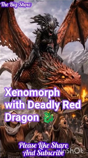 Alien Queen Xenomorph with Deadly Red Dragon 🐉 #shorts #dragon #xenomorph