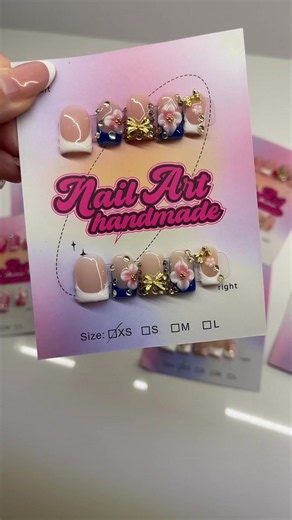 How cute are these stick on nails I’m obsessed stunning and so cheap!!! #y2k #nailsart #stickonnails #pressonnails #tiktokmademebuylt